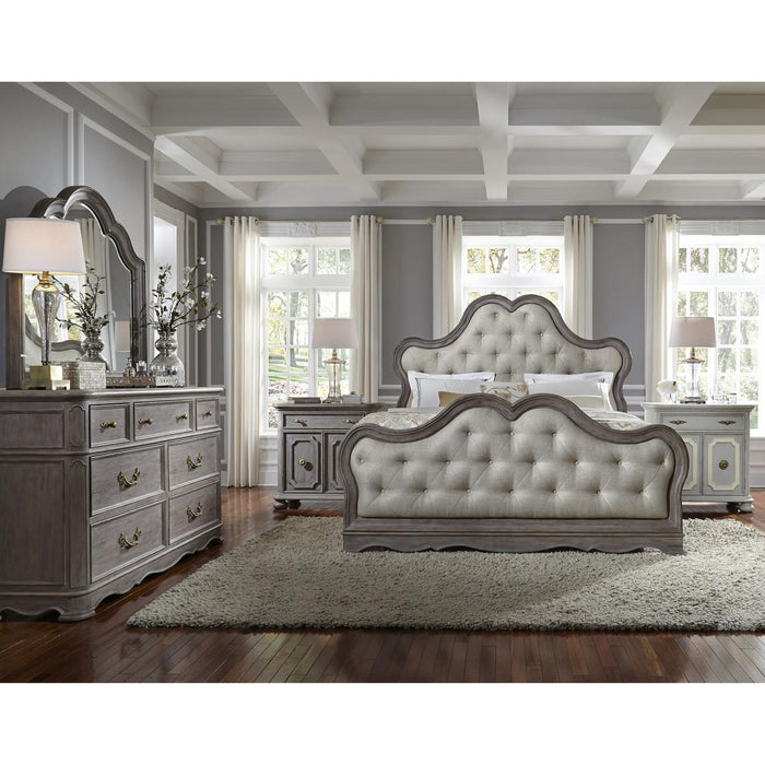 Pulaski Simply Charming King Tufted Upholstered Bed in Light Wood