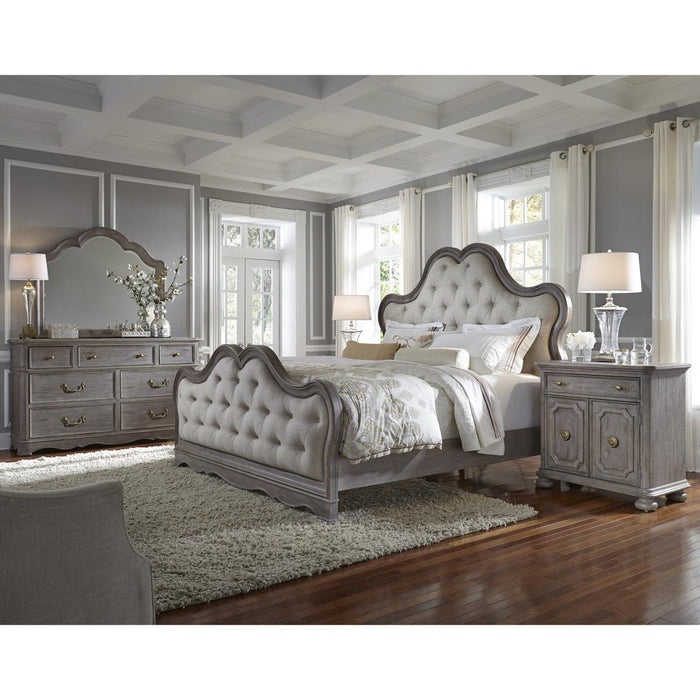 Pulaski Simply Charming King Tufted Upholstered Bed in Light Wood
