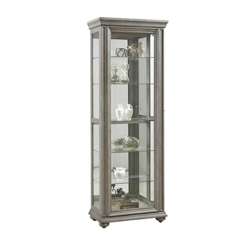 Pulaski Sliding Framed 5 Shelf Curio Cabinet in Grey - Furniture City (CA)l