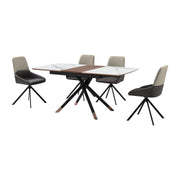 Alora Maverick 5 Piece Extendable Dining Set with Two-Tone Gray Fabric Chairs - Furniture City (CA)l