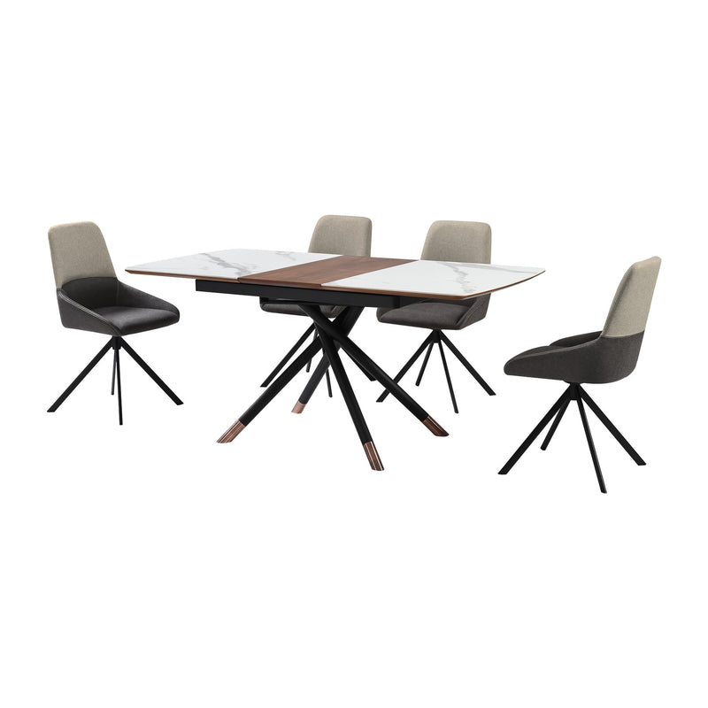 Alora Maverick 5 Piece Extendable Dining Set with Two-Tone Gray Fabric Chairs - Furniture City (CA)l