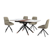 Alora Maverick 5 Piece Extendable Dining Set with Taupe Gray Faux Leather Chairs - Furniture City (CA)l
