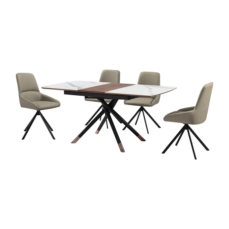 Alora Maverick 5 Piece Extendable Dining Set with Taupe Gray Faux Leather Chairs - Furniture City (CA)l