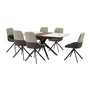 Alora Maverick 7 Piece Extendable Dining Set with Two-Tone Gray Fabric Chairs - Furniture City (CA)l