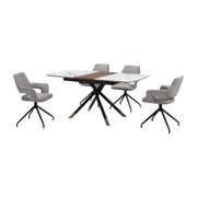 Alora Penny 5 Piece Extendable Dining Set with Gray Fabric Chairs - Furniture City (CA)l