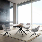 Alora Penny 5 Piece Extendable Dining Set with Gray Fabric Chairs - Furniture City (CA)l