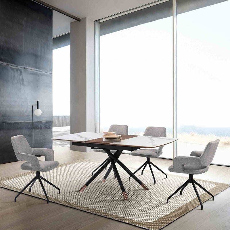 Alora Penny 5 Piece Extendable Dining Set with Gray Fabric Chairs - Furniture City (CA)l