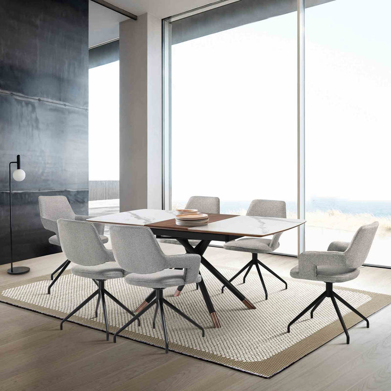 Alora Penny 7 Piece Extendable Dining Set with Gray Fabric Chairs - Furniture City (CA)l