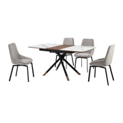 Alora Susie Extendable 5 Piece Dining Set with Gray Fabric Chairs - Furniture City (CA)l