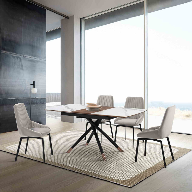 Alora Susie Extendable 5 Piece Dining Set with Gray Fabric Chairs - Furniture City (CA)l