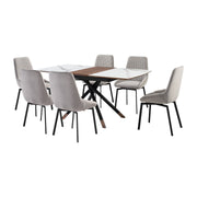 Alora Susie Extendable 7 Piece Dining Set with Gray Fabric Chairs - Furniture City (CA)l