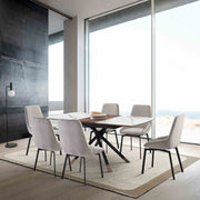 Alora Susie Extendable 7 Piece Dining Set with Gray Fabric Chairs - Furniture City (CA)l