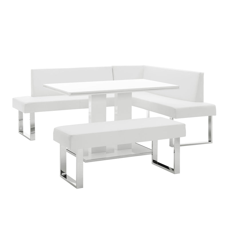 Amanda 3 Piece White Rectangular Dining Set - Furniture City (CA)l