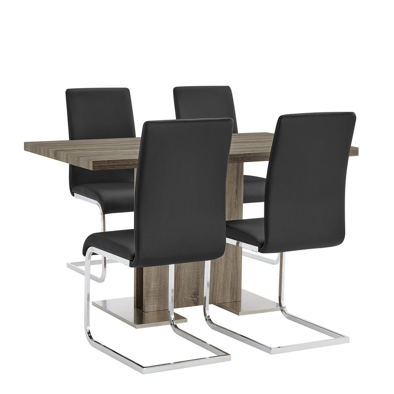 Zenith and Amanda 5 Piece Black Rectangular Dining set - Furniture City (CA)l
