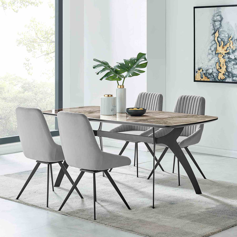 Andes and Alison Gray Fabric 5 Piece Rectangular Dining Set - Furniture City (CA)l