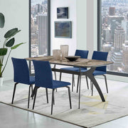Andes and Lyon Blue Fabric 5 Piece Rectangular Dining Set - Furniture City (CA)l