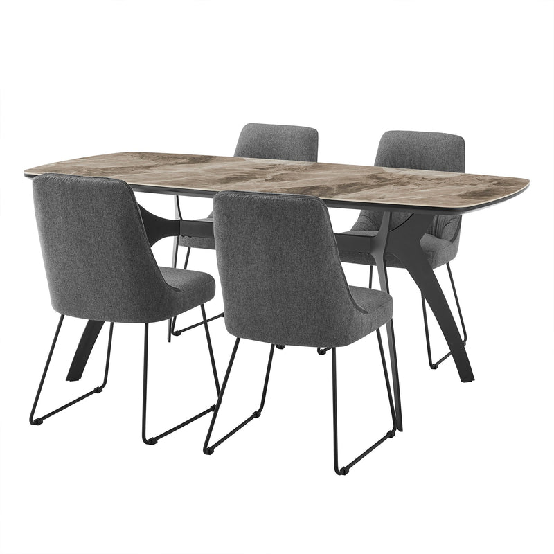 Andes and Quartz Gray Fabric 5 Piece Rectangular Dining Set - Furniture City (CA)l