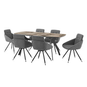 Andes and Granada Gray Fabric 7 Piece Rectangular Dining Set - Furniture City (CA)l