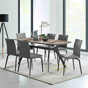 Andes and Lyon Gray Fabric 7 Piece Rectangular Dining Set - Furniture City (CA)l
