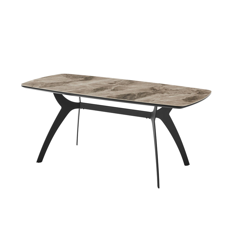 Andes and Sunny Gray Fabric 7 Piece Rectangular Dining Set - Furniture City (CA)l