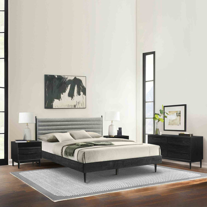 Artemio King 4 Piece Wood Bedroom Set in Black Finish