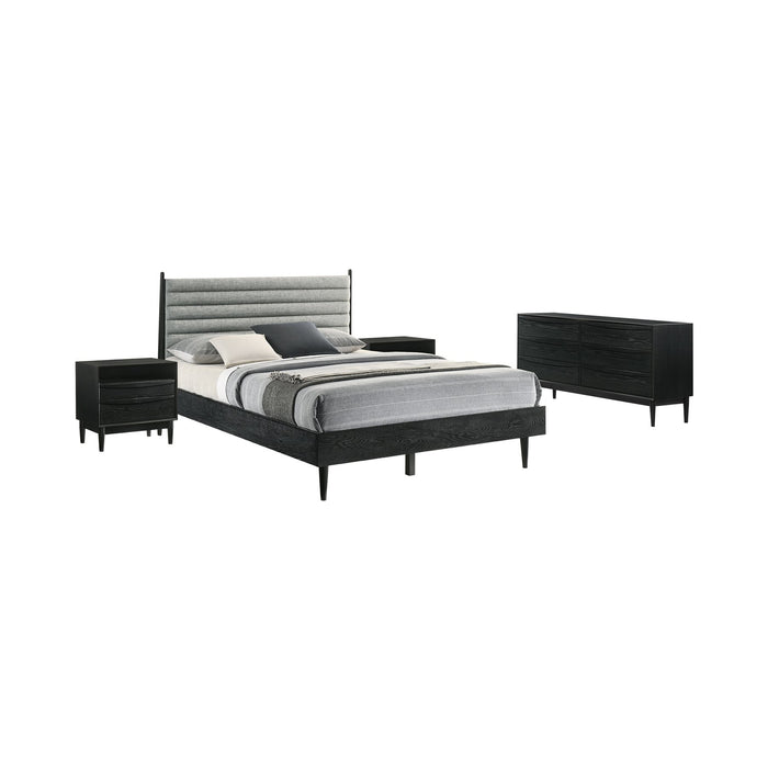 Artemio Queen 4 Piece Wood Bedroom Set in Black Finish
