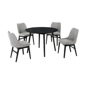 Arcadia and Azalea 42" Round Gray and Black Wood 5 Piece Dining Set - Furniture City (CA)l