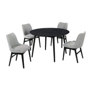 Arcadia and Azalea 48" Round Gray and Black Wood 5 Piece Dining Set - Furniture City (CA)l