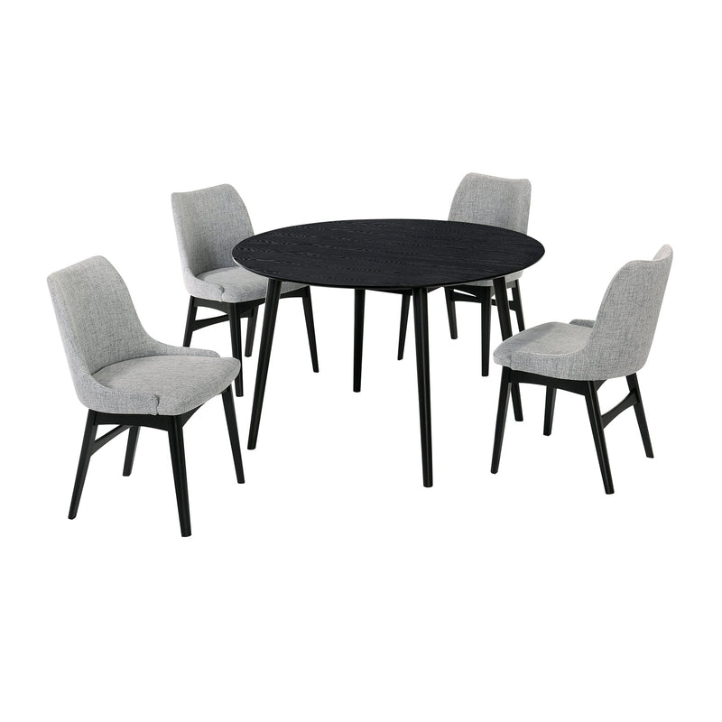 Arcadia and Azalea 48" Round Gray and Black Wood 5 Piece Dining Set - Furniture City (CA)l