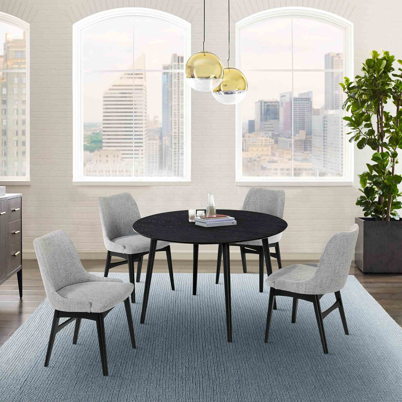 Arcadia and Azalea 48" Round Gray and Black Wood 5 Piece Dining Set - Furniture City (CA)l