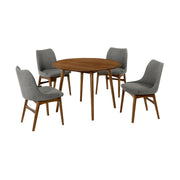 Arcadia and Azalea 42" Round Charcoal and Walnut Wood 5 Piece Dining Set - Furniture City (CA)l