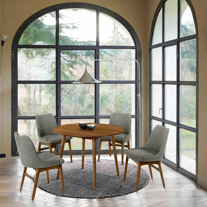 Arcadia and Azalea 42" Round Charcoal and Walnut Wood 5 Piece Dining Set