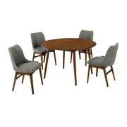 Arcadia and Azalea 48" Round Charcoal and Walnut Wood 5 Piece Dining Set - Furniture City (CA)l