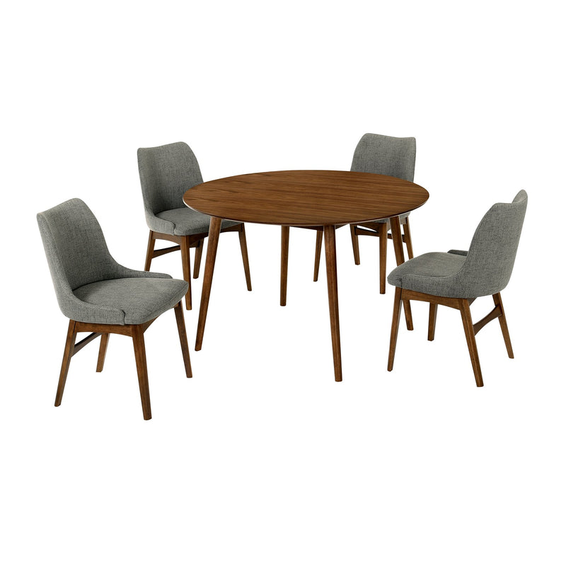 Arcadia and Azalea 48" Round Charcoal and Walnut Wood 5 Piece Dining Set - Furniture City (CA)l