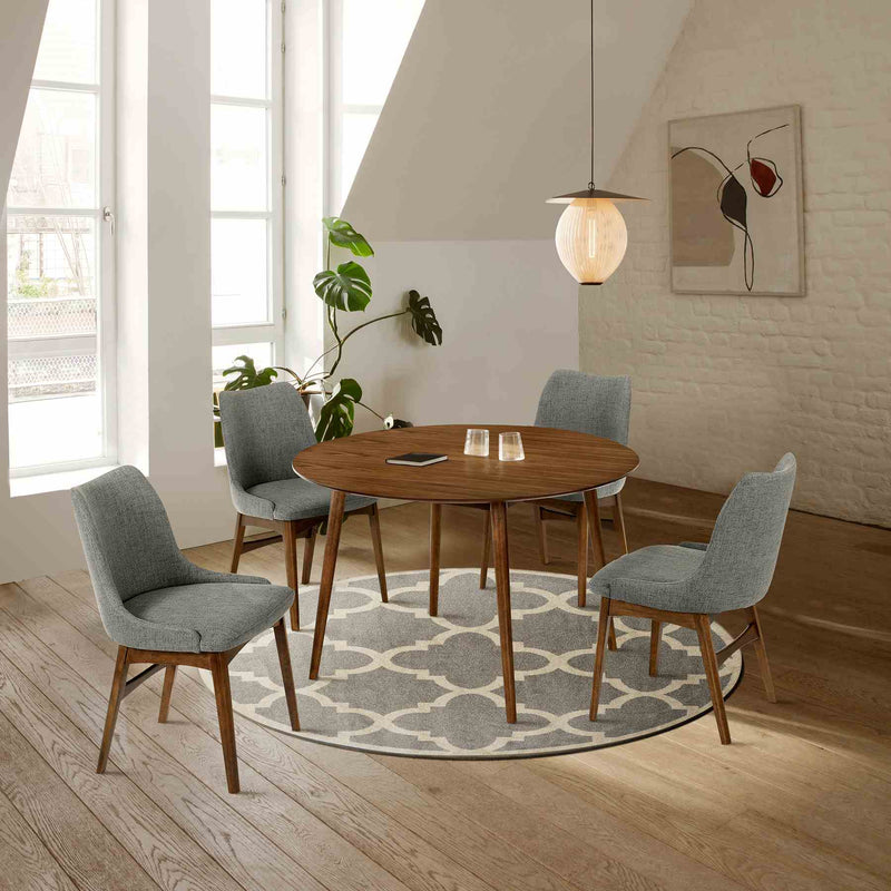 Arcadia and Azalea 48" Round Charcoal and Walnut Wood 5 Piece Dining Set - Furniture City (CA)l