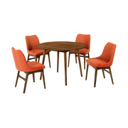 Arcadia and Azalea 42" Round Orange and Walnut Wood 5 Piece Dining Set - Furniture City (CA)l