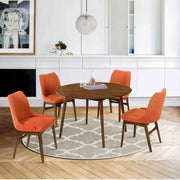 Arcadia and Azalea 48" Round Orange and Walnut Wood 5 Piece Dining Set - Furniture City (CA)l