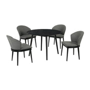 Arcadia and Juno 42" Round Charcoal and Black Wood 5 Piece Dining Set - Furniture City (CA)l
