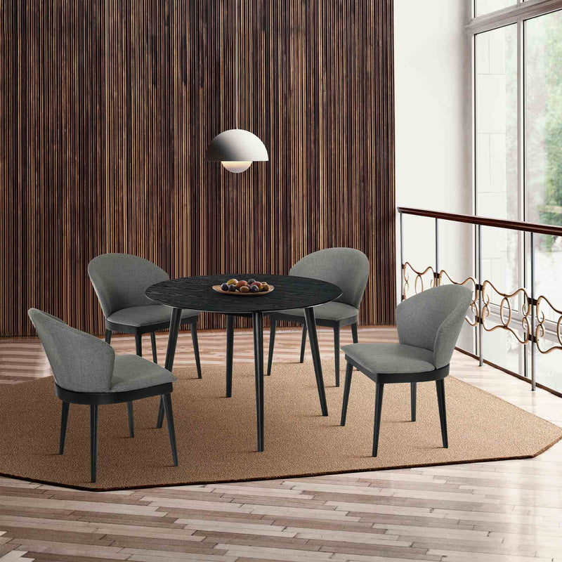 Arcadia and Juno 42" Round Charcoal and Black Wood 5 Piece Dining Set - Furniture City (CA)l