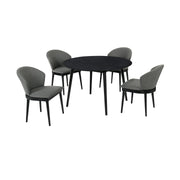 Arcadia and Juno 48" Round Charcoal and Black Wood 5 Piece Dining Set - Furniture City (CA)l
