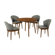 Arcadia and Juno 42" Round Charcoal and Walnut Wood 5 Piece Dining Set - Furniture City (CA)l