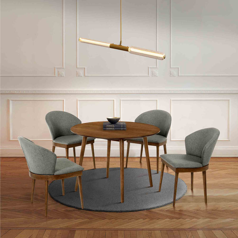 Arcadia and Juno 42" Round Charcoal and Walnut Wood 5 Piece Dining Set - Furniture City (CA)l