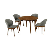 Arcadia and Juno 48" Round Charcoal and Walnut Wood 5 Piece Dining Set - Furniture City (CA)l