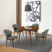 Arcadia and Juno 48" Round Charcoal and Walnut Wood 5 Piece Dining Set - Furniture City (CA)l