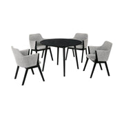 Arcadia and Renzo 42" Round Gray and Black Wood 5 Piece Dining Set - Furniture City (CA)l