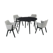 Arcadia and Renzo 48" Round Gray and Black Wood 5 Piece Dining Set - Furniture City (CA)l