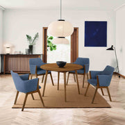 Arcadia and Renzo 42" Round Blue and Walnut Wood 5 Piece Dining Set - Furniture City (CA)l