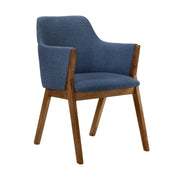 Arcadia and Renzo 42" Round Blue and Walnut Wood 5 Piece Dining Set - Furniture City (CA)l