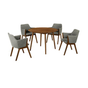 Arcadia and Renzo 42" Round Charcoal and Walnut Wood 5 Piece Dining Set - Furniture City (CA)l