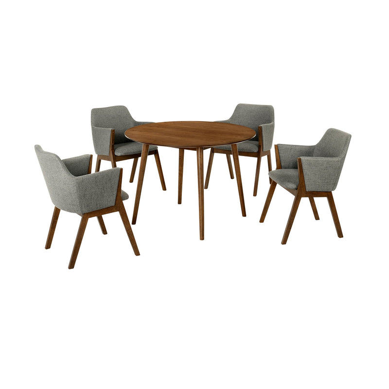 Arcadia and Renzo 42" Round Charcoal and Walnut Wood 5 Piece Dining Set - Furniture City (CA)l